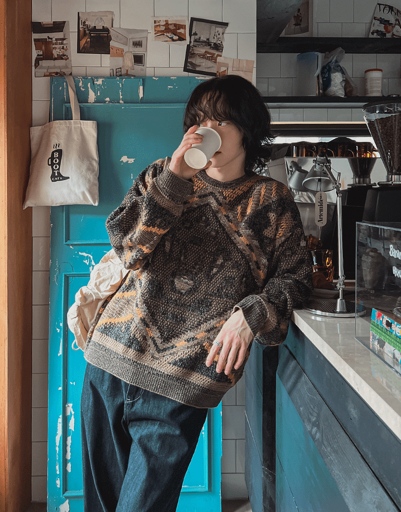 2PLAN（ツープラン）の「ライオン ヴィンテージ ニット ロングスリーブ Tシャツ（トップス）」