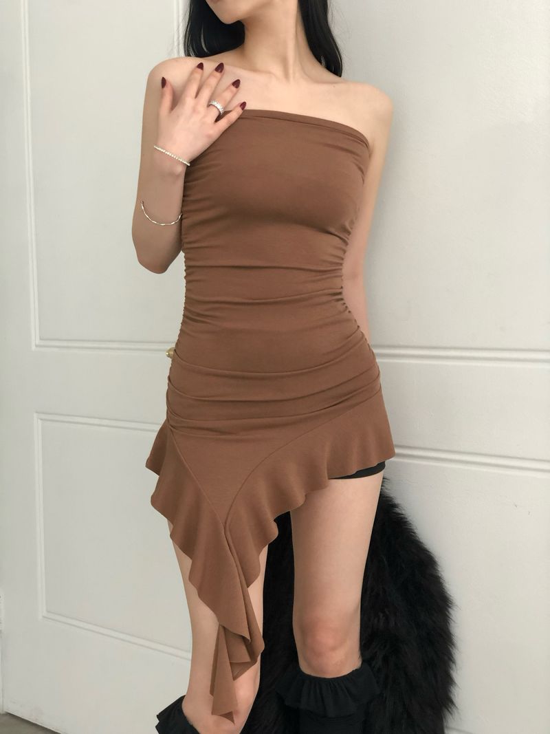 Frill Unbal Mini-dress
