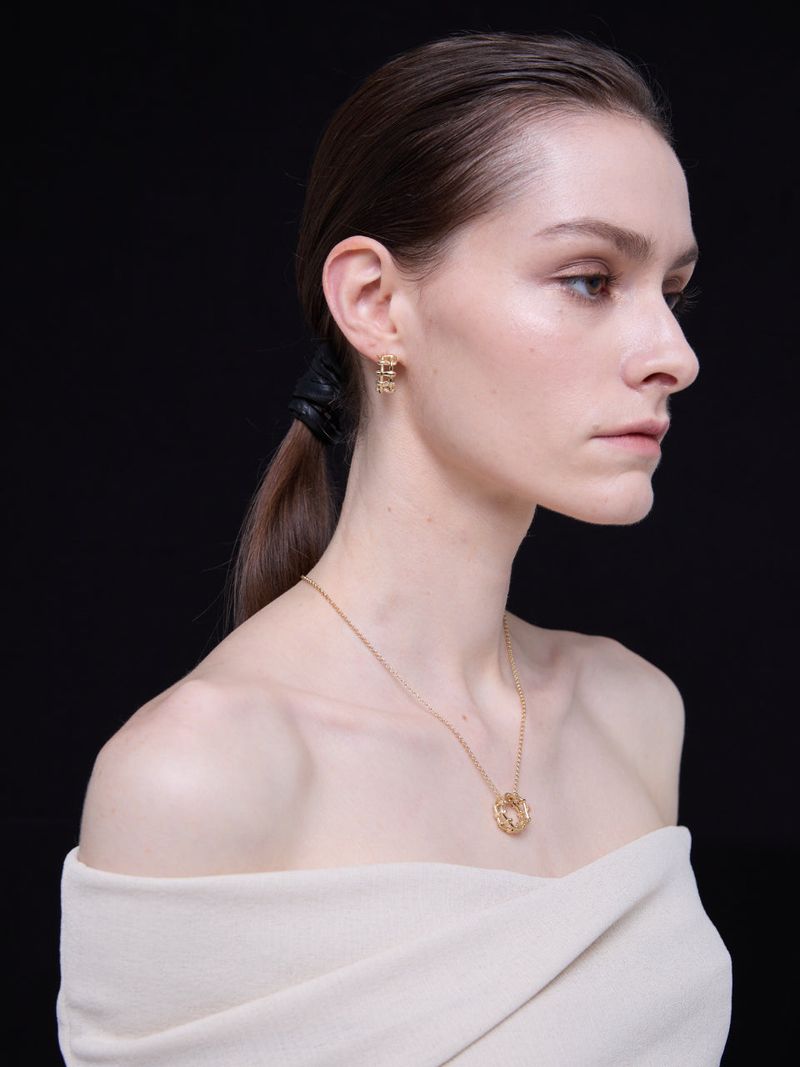 Multi Hash Tag Large Hoop Earrings (Gold)