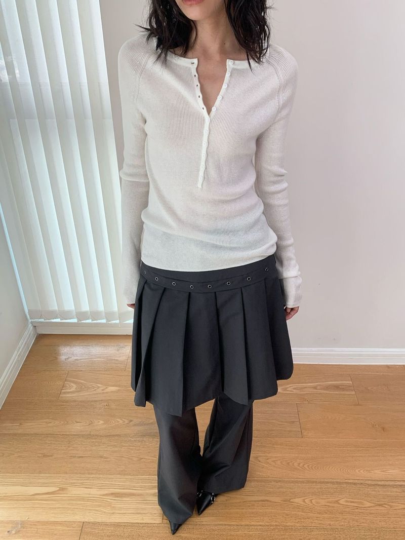Fake Pleats Skirt Casual Pants