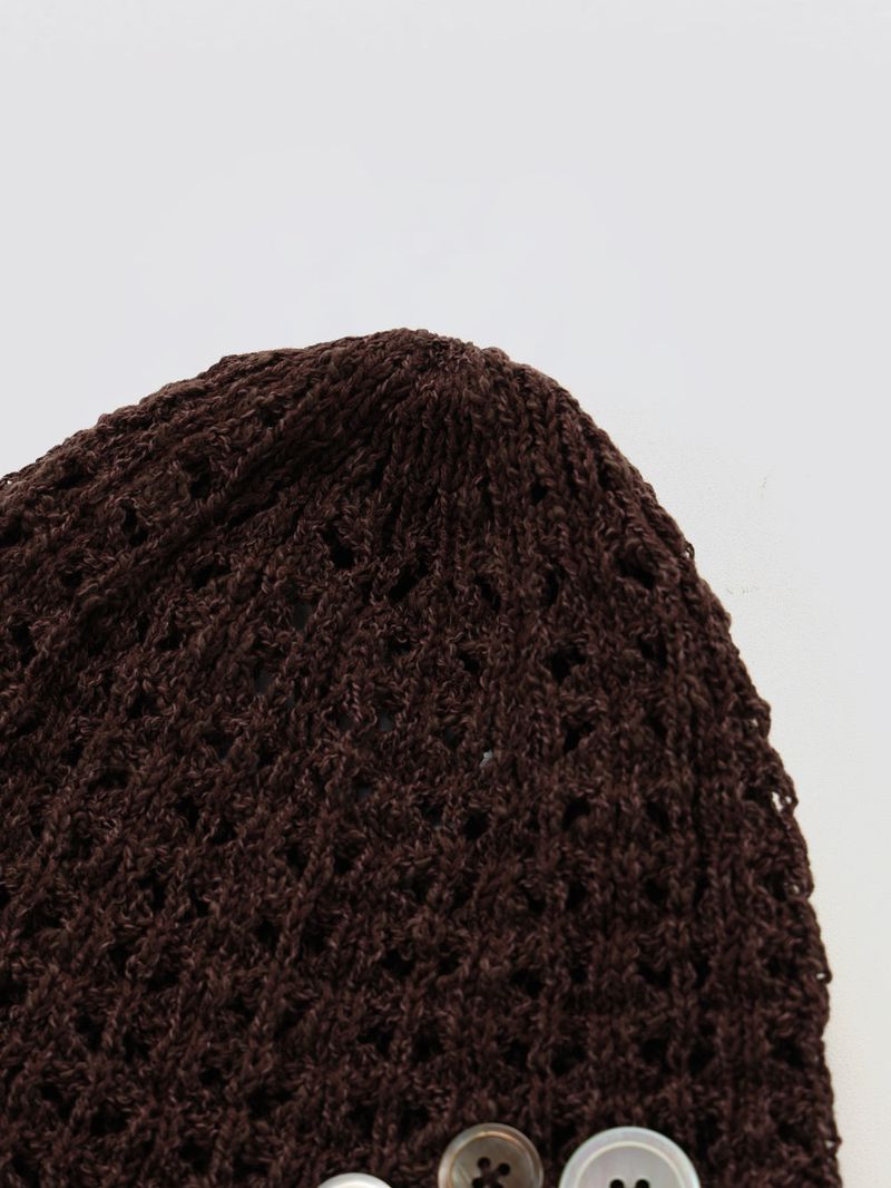 Button Knit Beanie_Ivory
