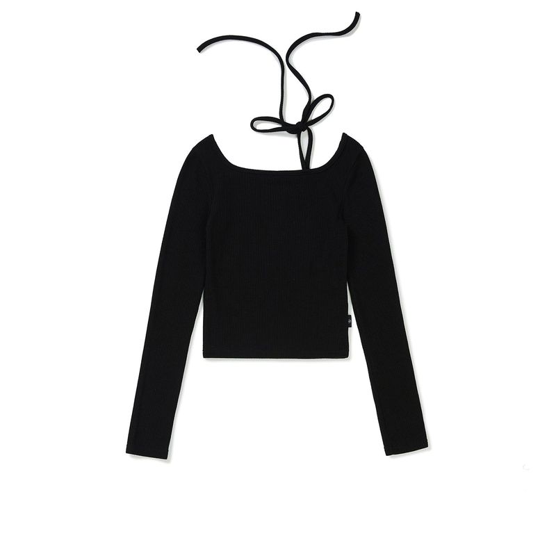 スクエアリボンロングスリーブＴシャツ / Square Ribbon Long Sleeve [BLACK]