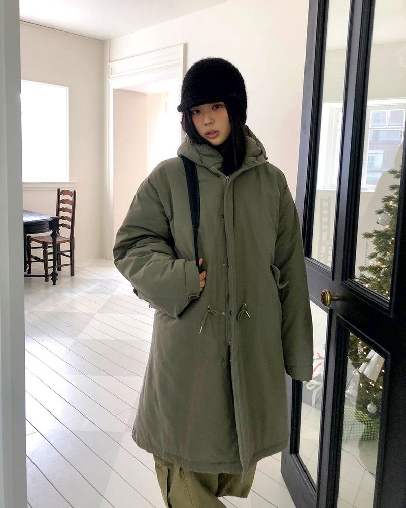 Prin Long Field Padding Hooded Jumper