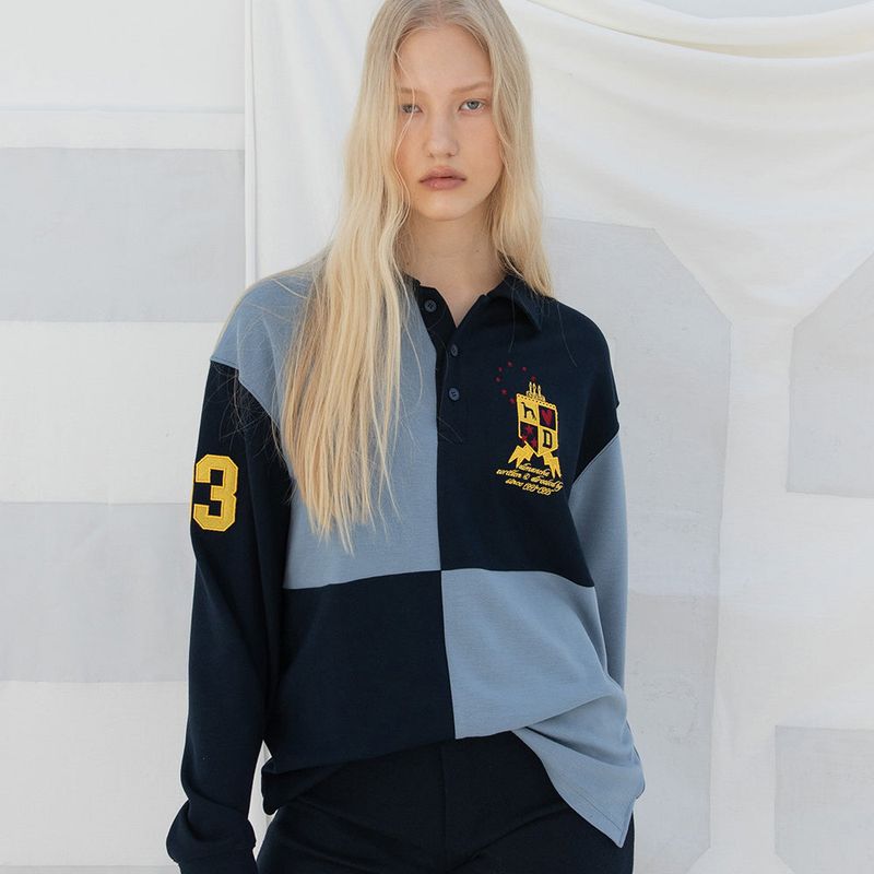 DIMANCHE（ディマンシュ）の「SQUARE PK SHIRT (BLUE/NAVY)（Tops）」