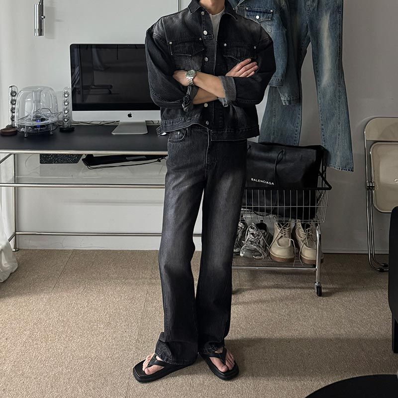 ASCLO(エジュクロ)の「+5cm Curve Flare Denim Pants (Black)(Pants)」