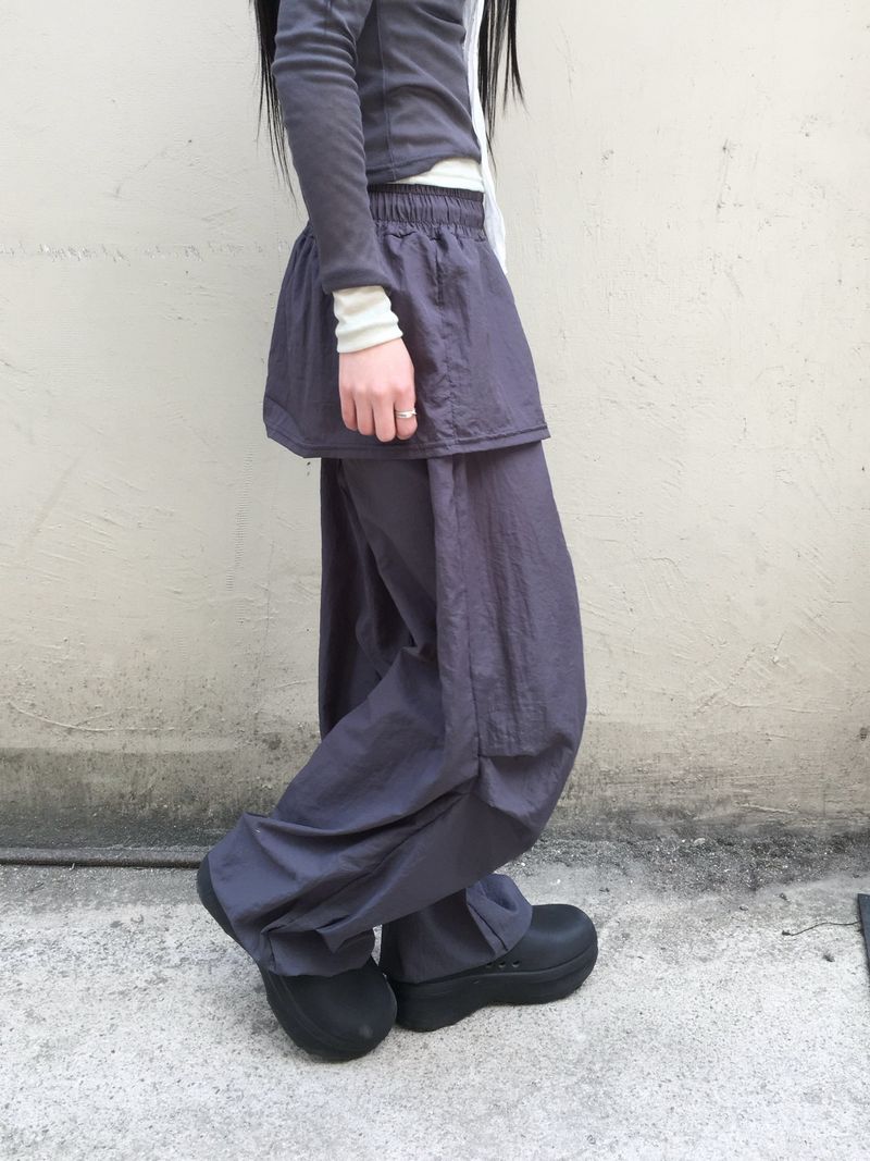 High Parachute Nylon Skirt Pants (3c)