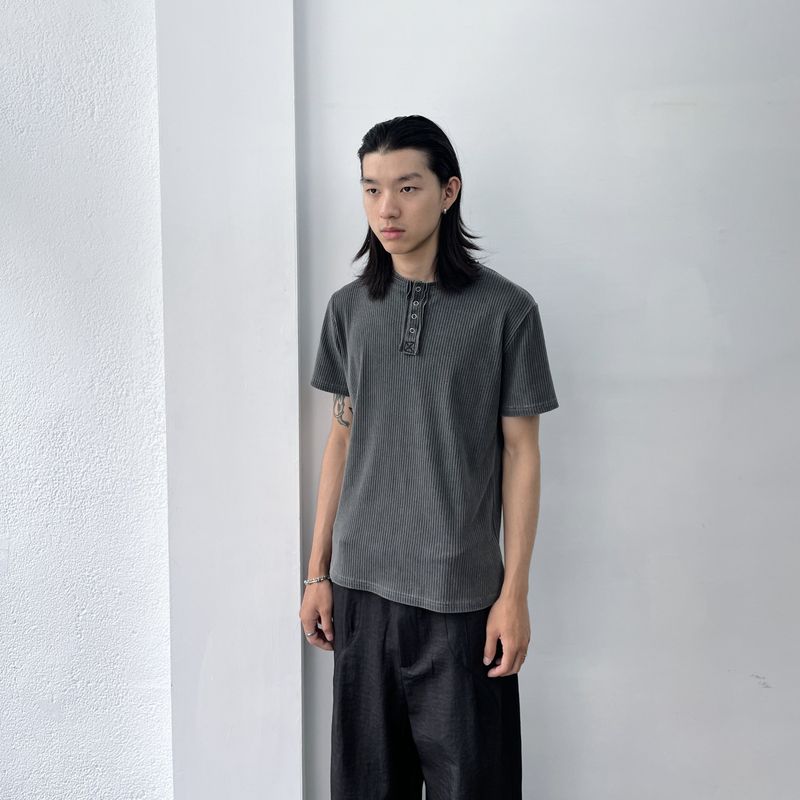フェイデッド リブド ヘンリーシャツ