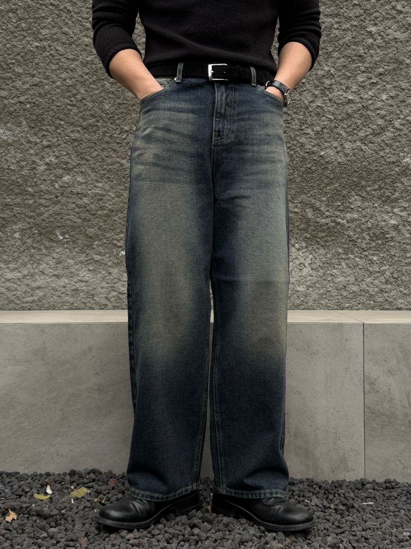 Deep blue green wide pants