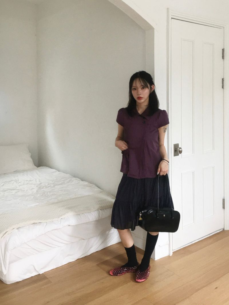 Mori two-button collar pocket blouse (4c)