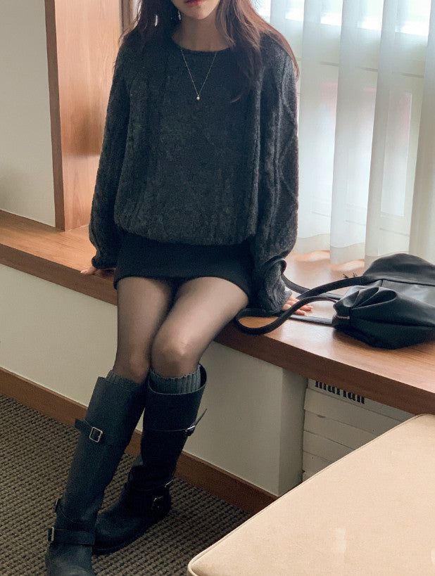 LN Cable Wave Loose Fit Knit (4color)