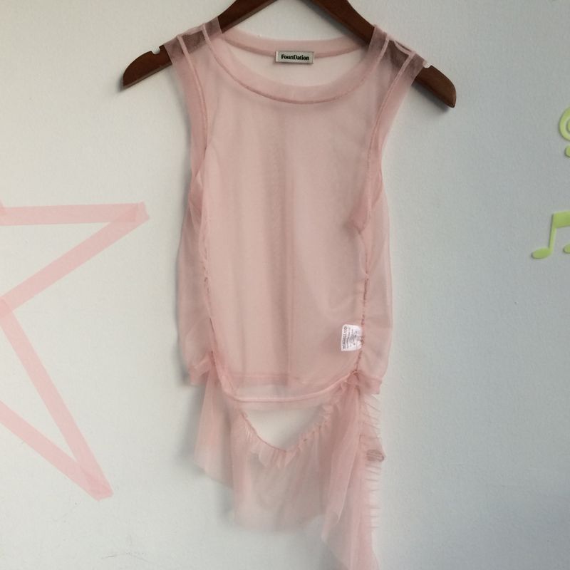 see-through frill sleeveless