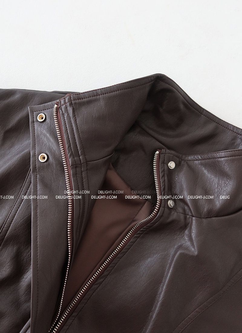 leather oversized fit vest jacket