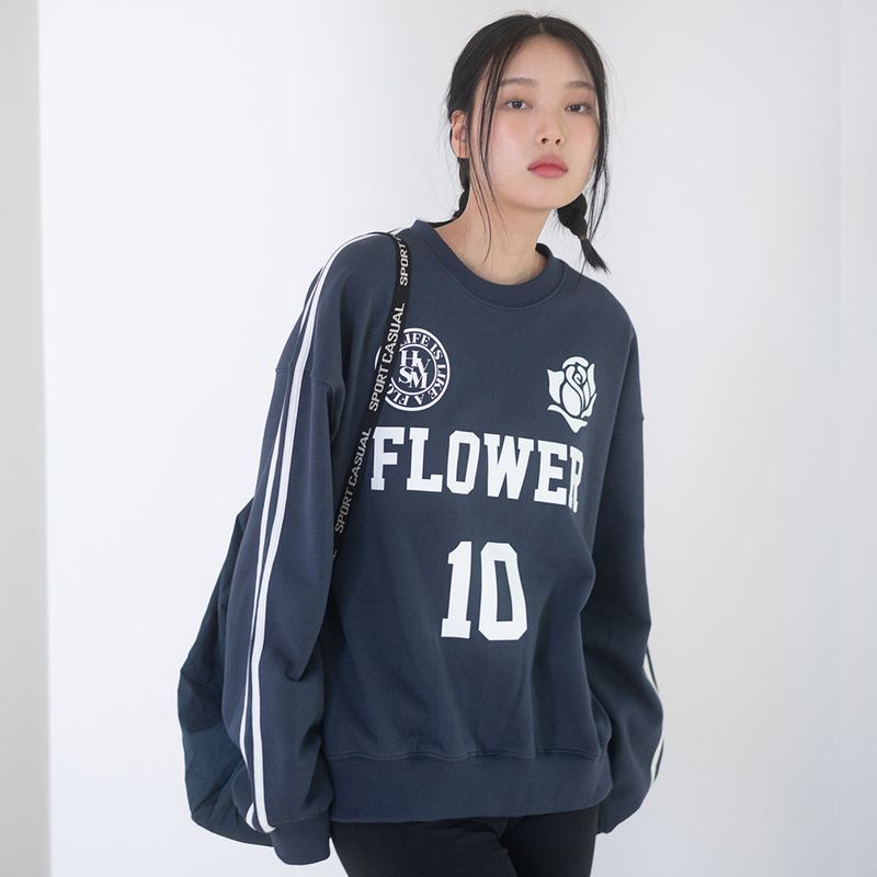 HAVISM（ハヴィズム）の「OVERSIZE FOOTBALL TEAM SWEATSHIRT(VINTAGE NAVY)（Tops）」