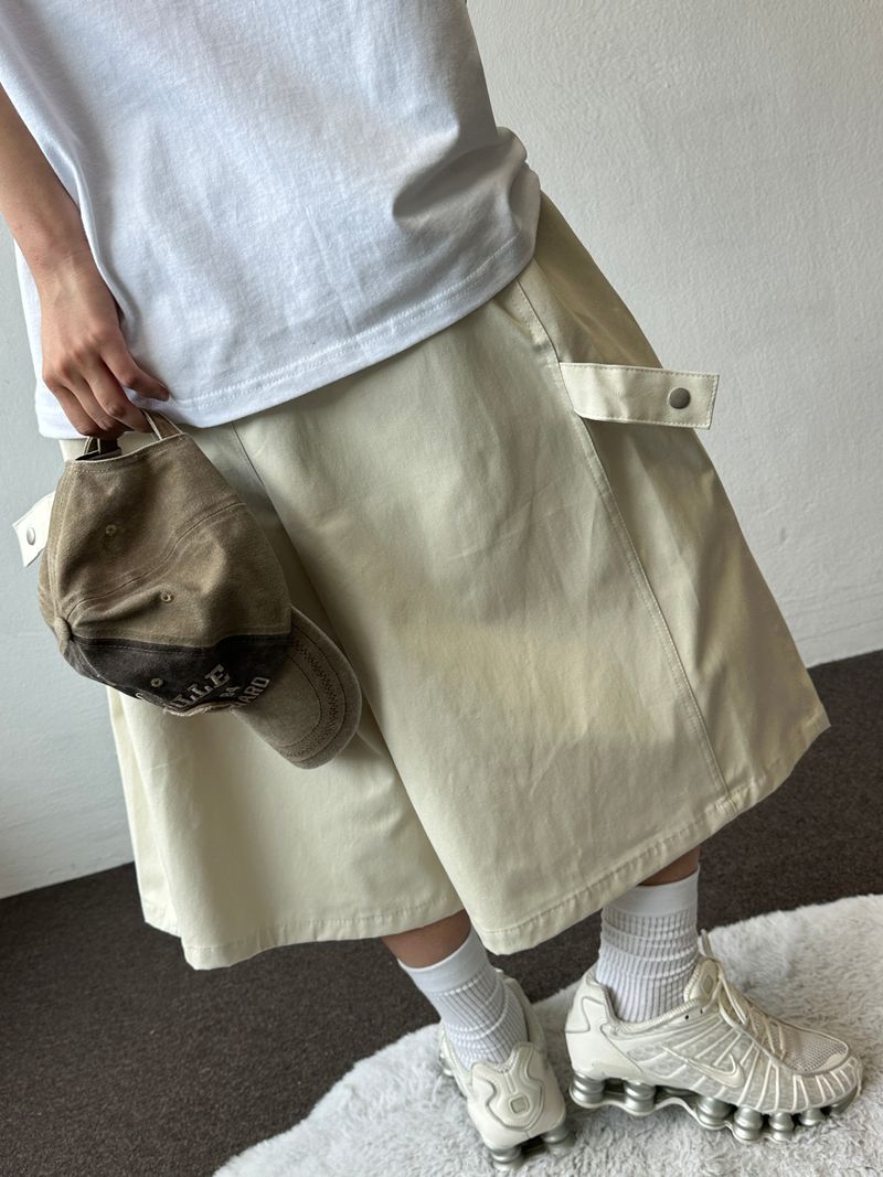 Jien Side Snap Cotton Bermuda Shorts 5color