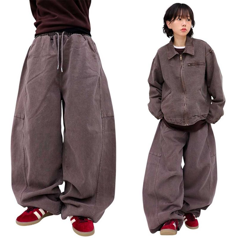 Wide Pigment Seamed Balloon Pants