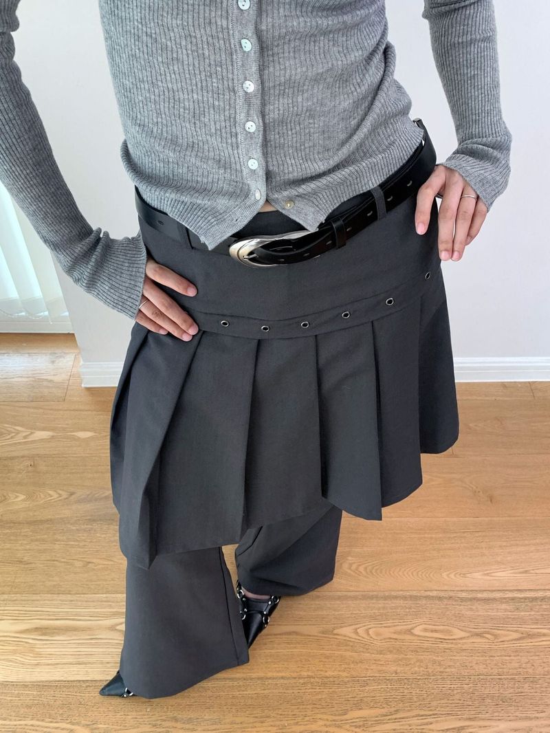 Fake Pleats Skirt Casual Pants