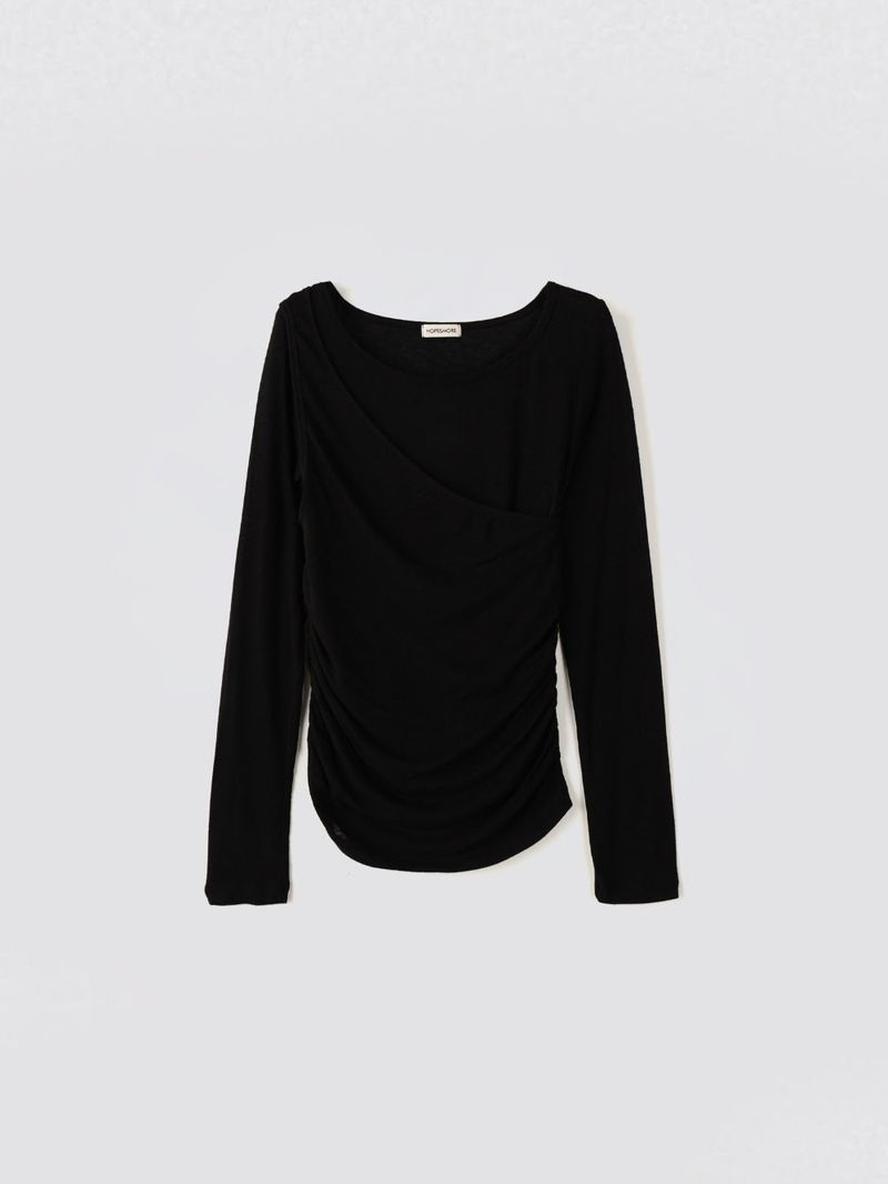 Shirring Layered Tee_Black