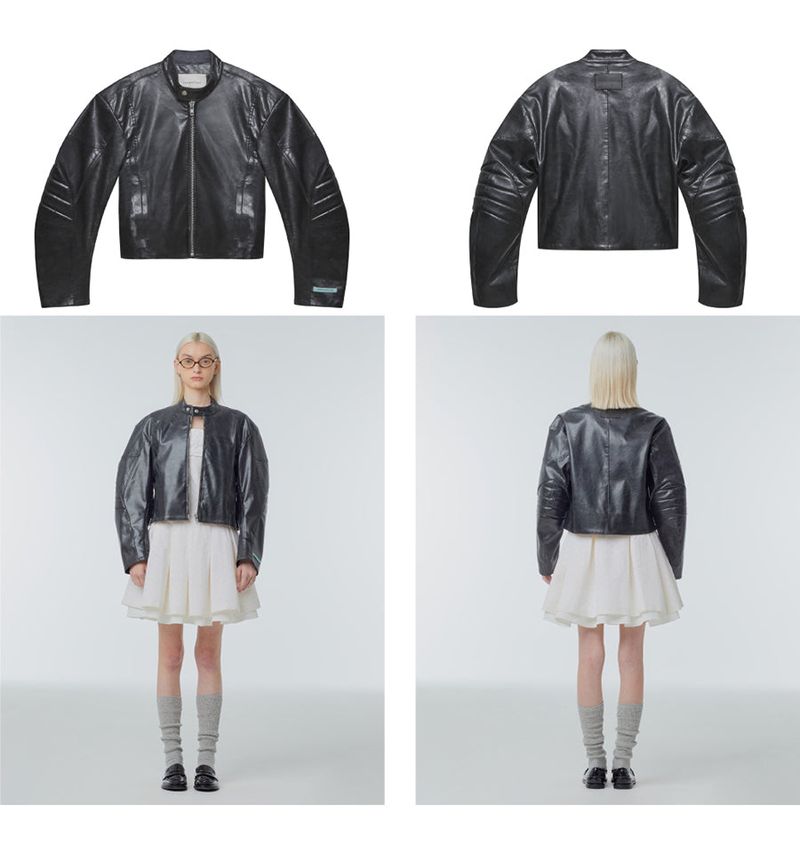 Faux-leather biker jacket