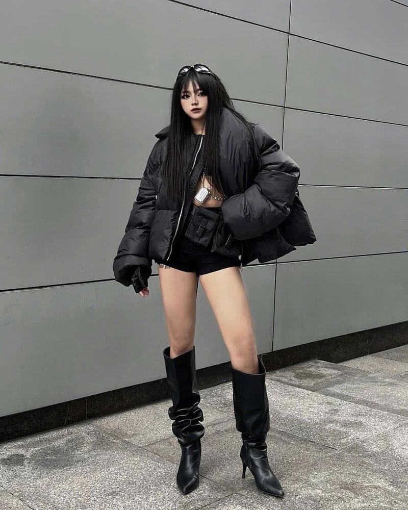 DK FUNNEL-NECK PUFFER JACKET