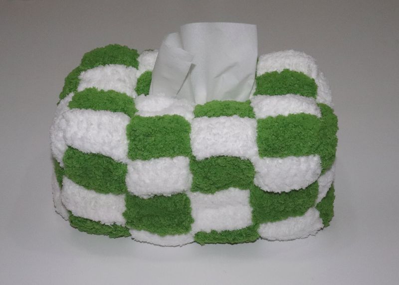 green checkerborad tissue case