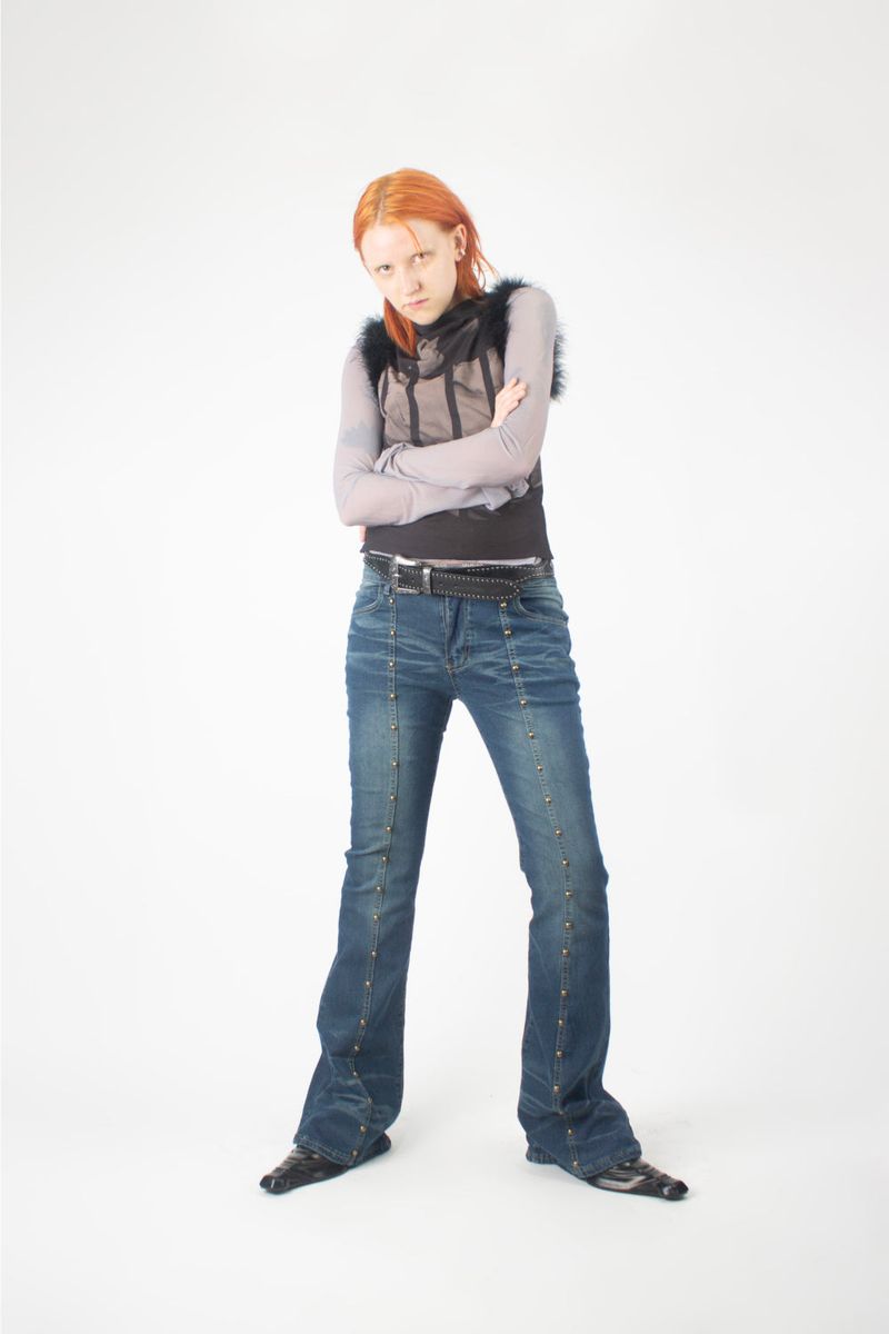 Stud Boots Cut Denim