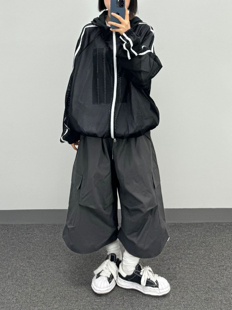 mesh track hooded jacket