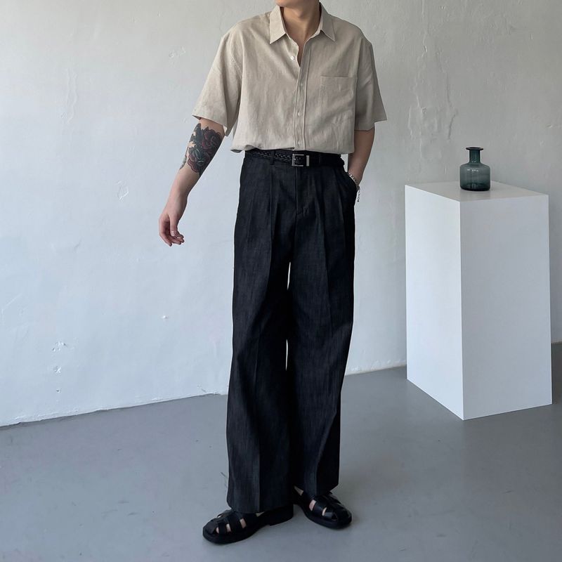 EV BOLN Pintuck Denim Slacks