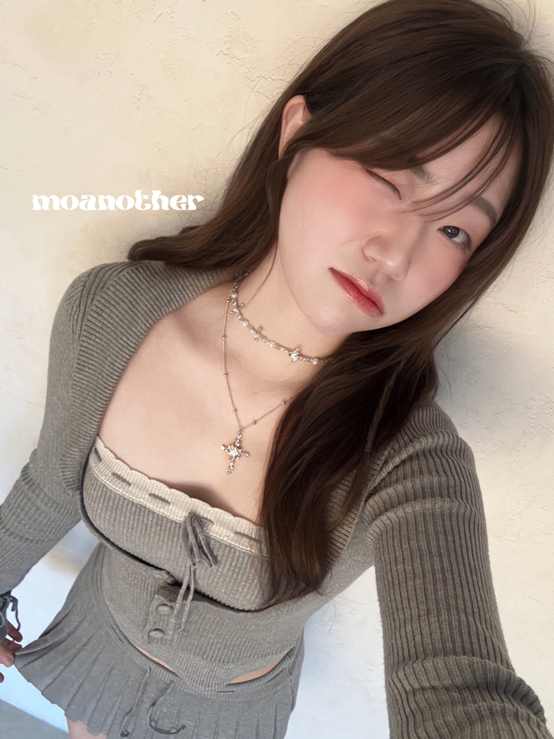 [IVE Rei, IDLE Miyeon Pick!] White Rose Layered Necklace