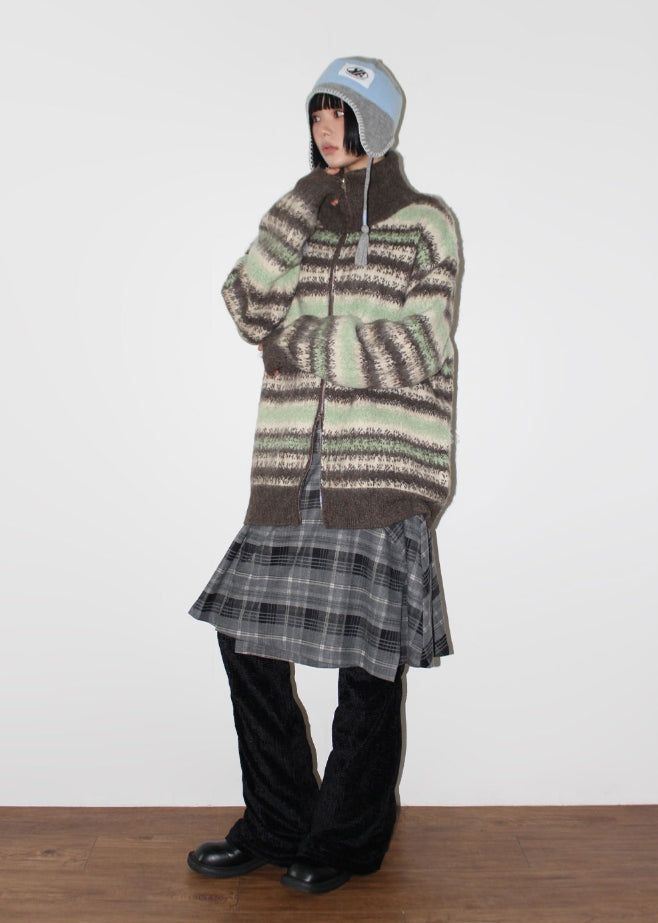 PLAID LAYERED WRAP SKIRT