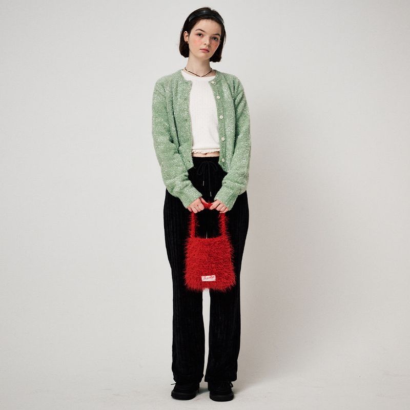 METAL KNIT CARDIGAN, GREEN