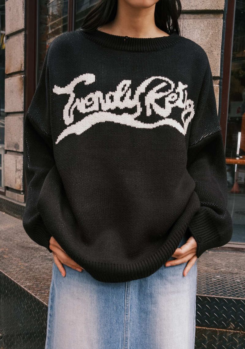WAVE LOGO CRACK KNIT - BLACK