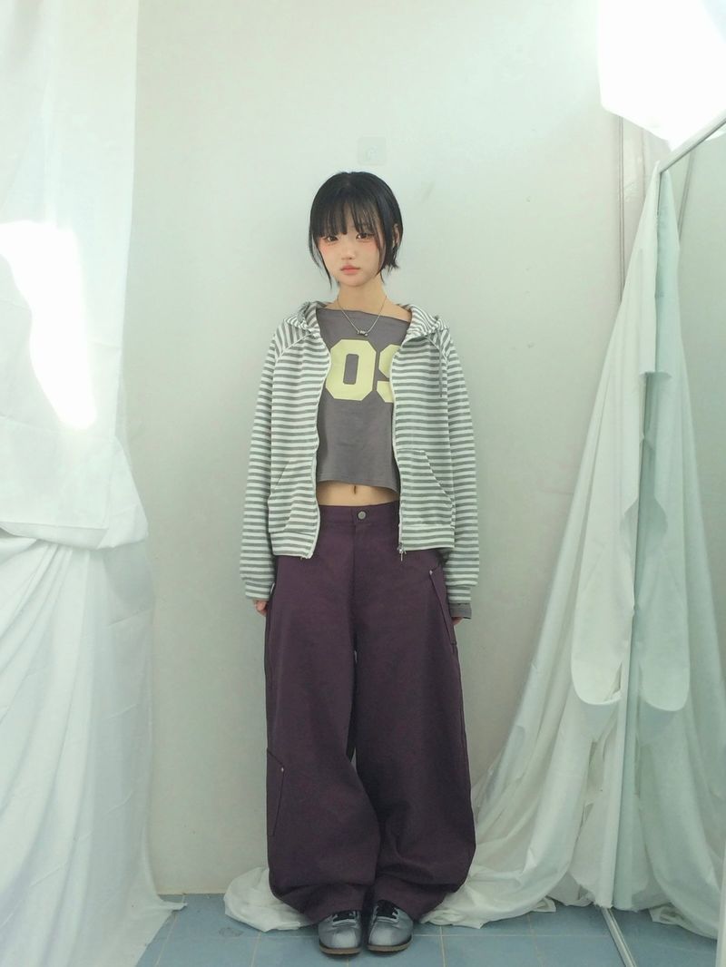 Semi-balloon pocket cotton pants