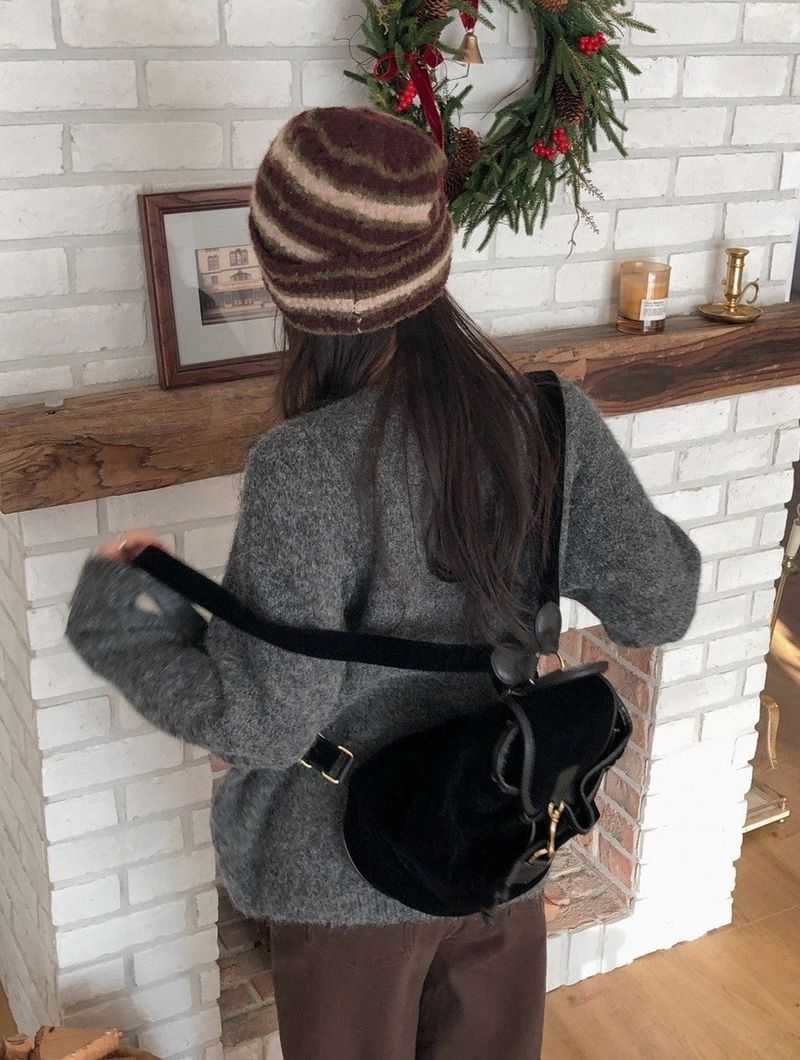 Hairy Multi Border Knit Beanie (2color)