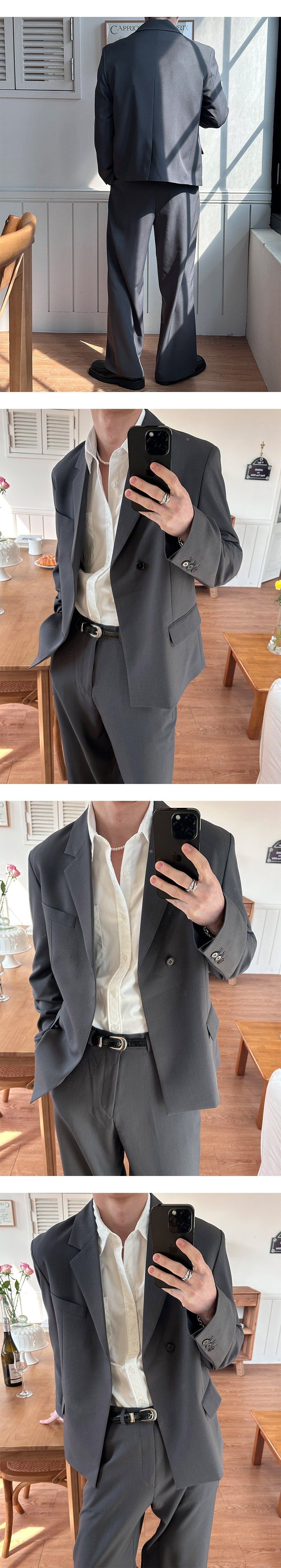 [Unisex] Half double short blazer(2color)