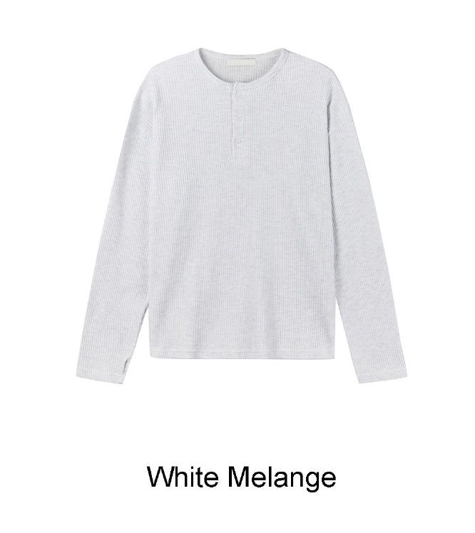 Tove Waffle Henley Neck Long Sleeve Tee