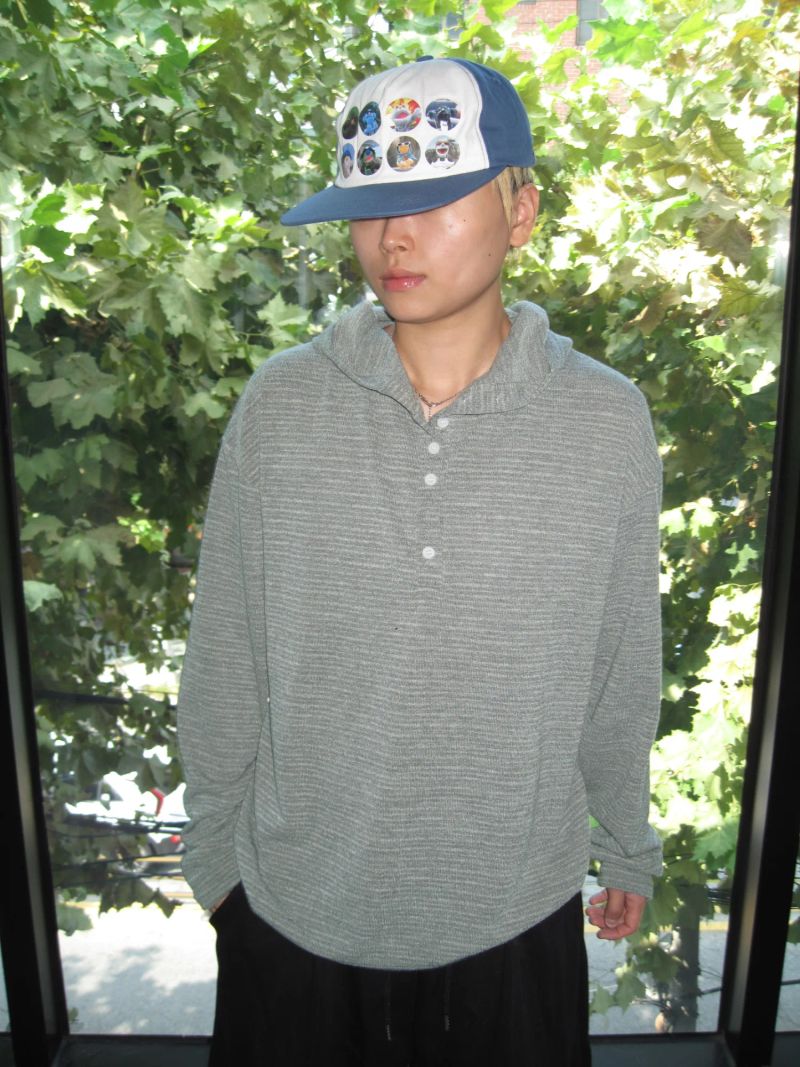 [UNISEX] 1345 Striped Henley Neck Hoodie (4 Colors)