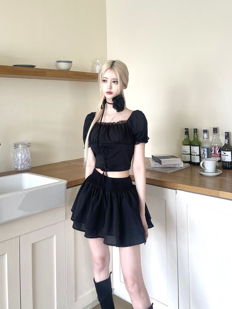 Seow（ソウ）の「1227. Corsage corset puff 3pc (2color)（Dresses）」