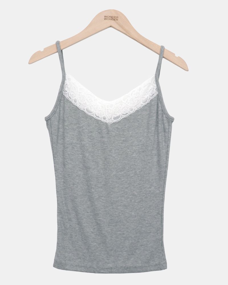 Curren Lace Ribbed Sleeveless Top