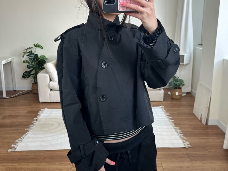 bronze short trench coat