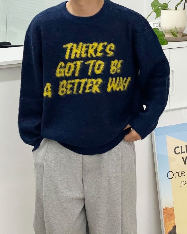 Berry Hairy Lettering Knit