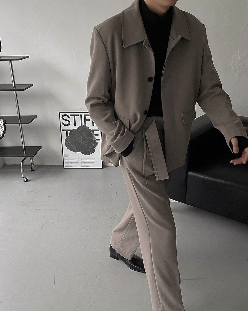 ECT Two-Tuck Belt Wide Slacks (2 colors)