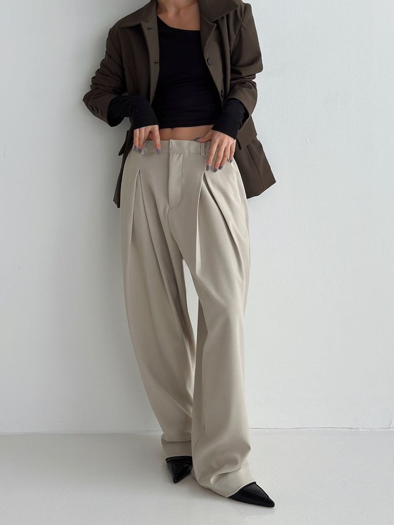 Pleddy Dear Each Tuck Slacks (3color)