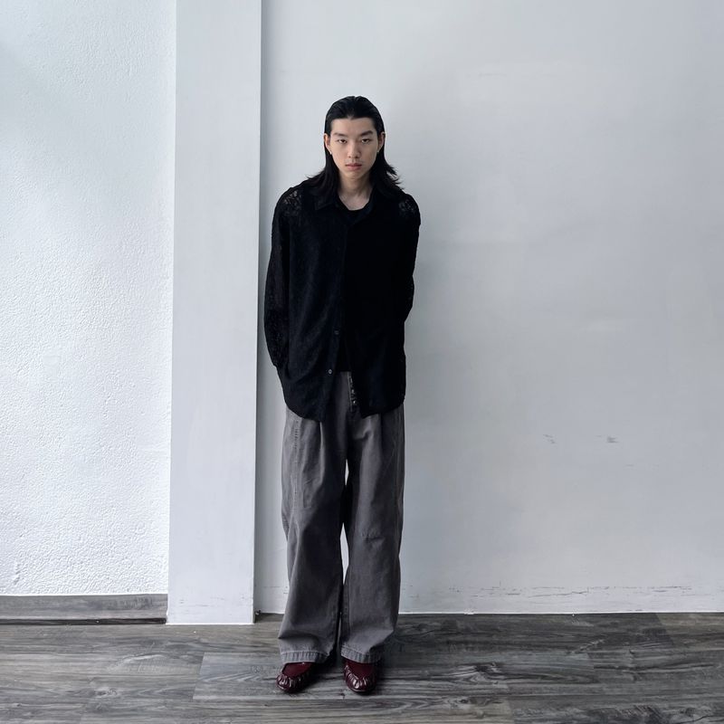 Washed Multi-Button Wide Pants