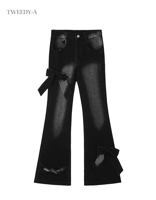 TWEEDY-A（ツウィーディア）の「ヴィンテージリボンポイントブーツカットデニム（パンツ）」
