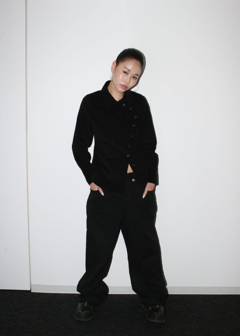 Side button shirts [Black]