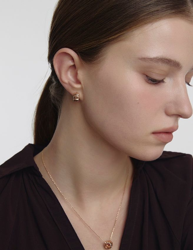 26SS★ Ice Block Silver One-Touch Earrings M