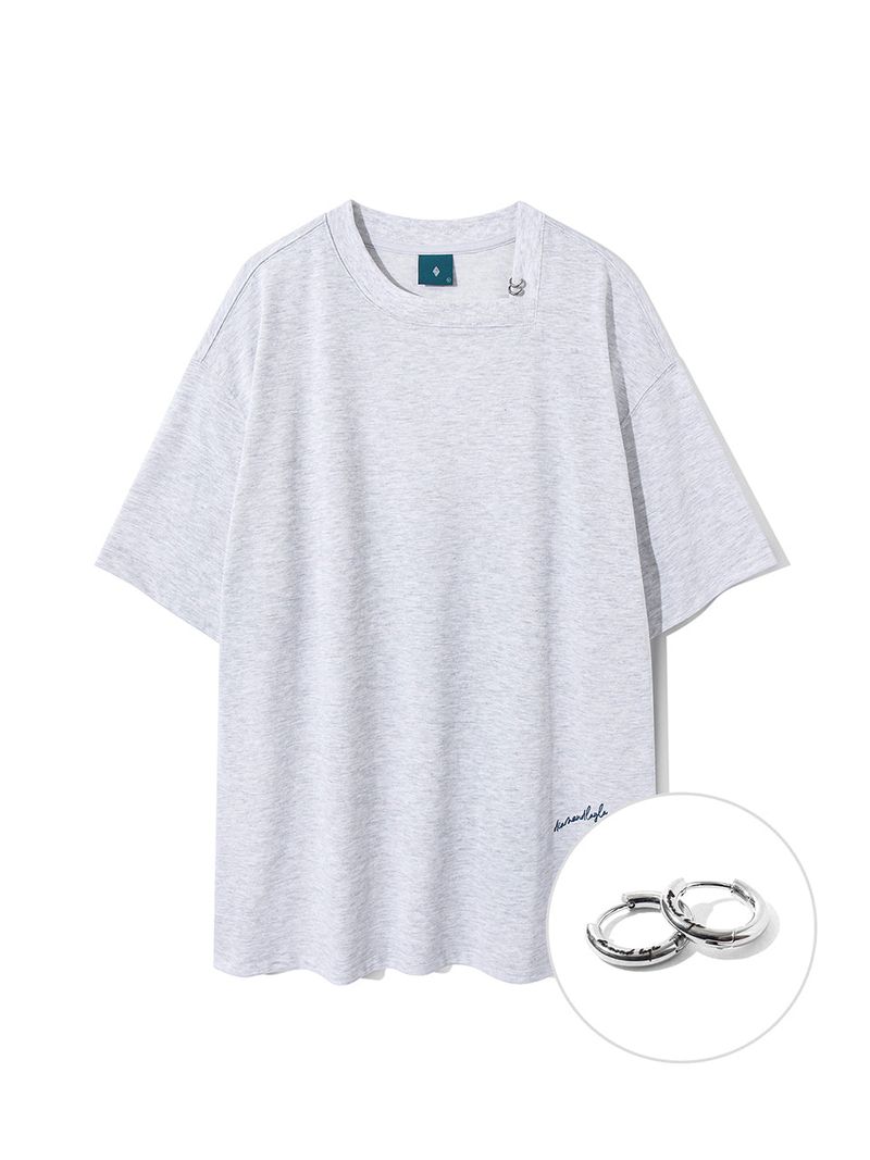 カーブネックロゴ半袖Tシャツ