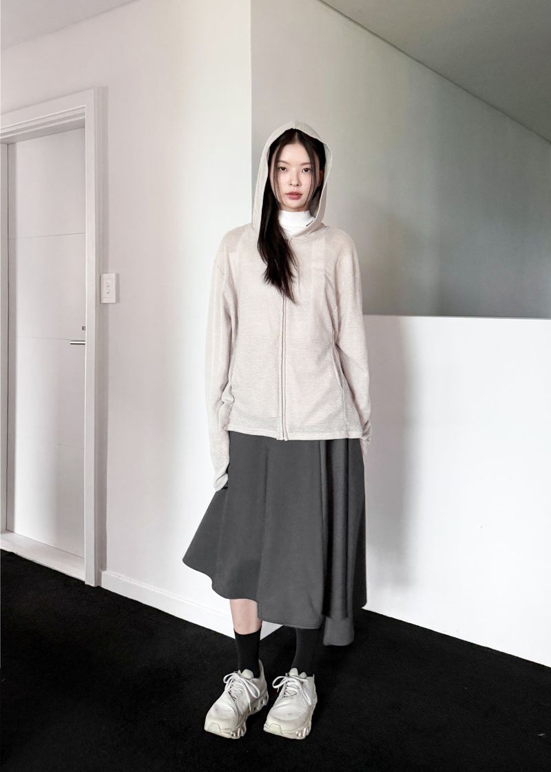 SOFT KNIT HOOD ZIP-UP