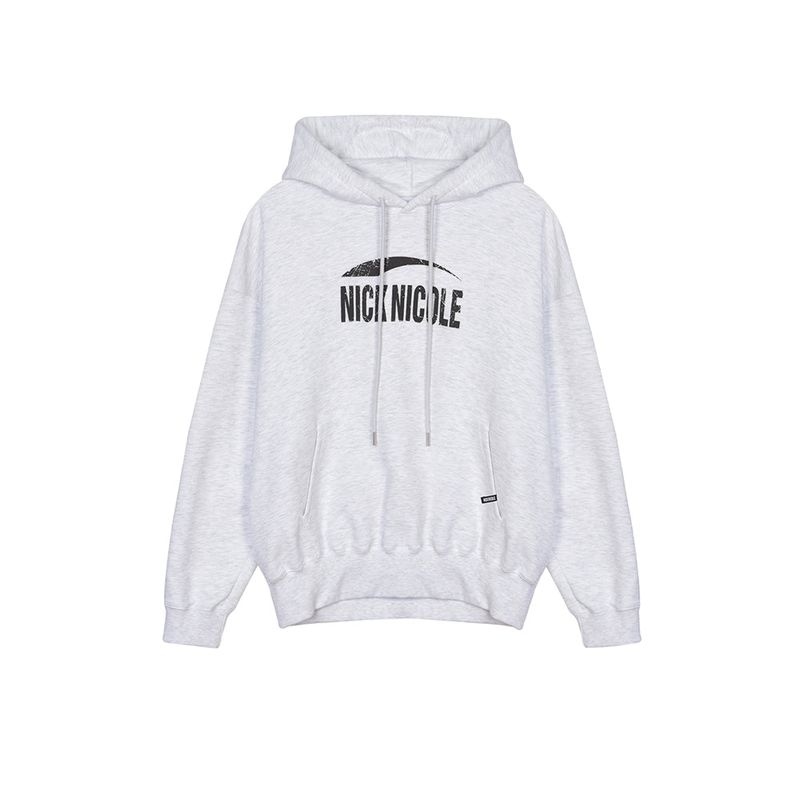 NICK&NICOLE(ニック&ニコール)の「NICOLE VINTAGE CRACK LOGO HOODY_MELANGE BLACK(Tops)」
