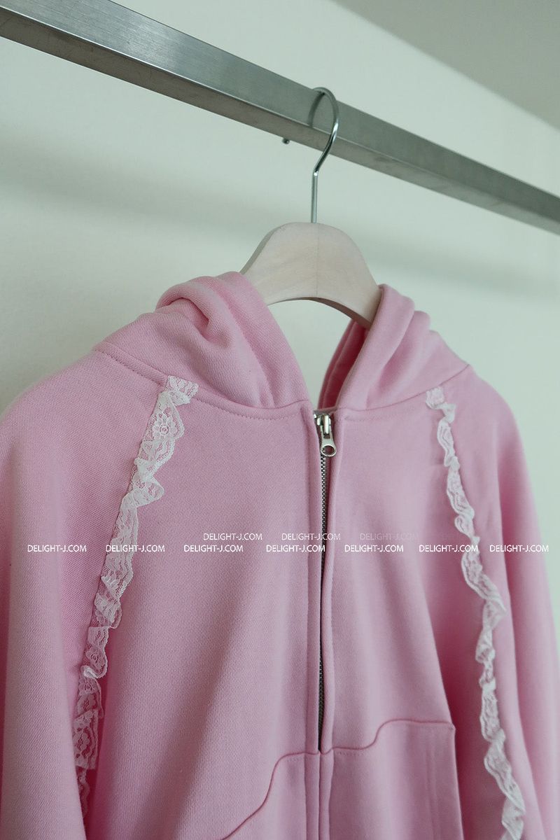 Levit Frill Lace Hooded Zip-Up